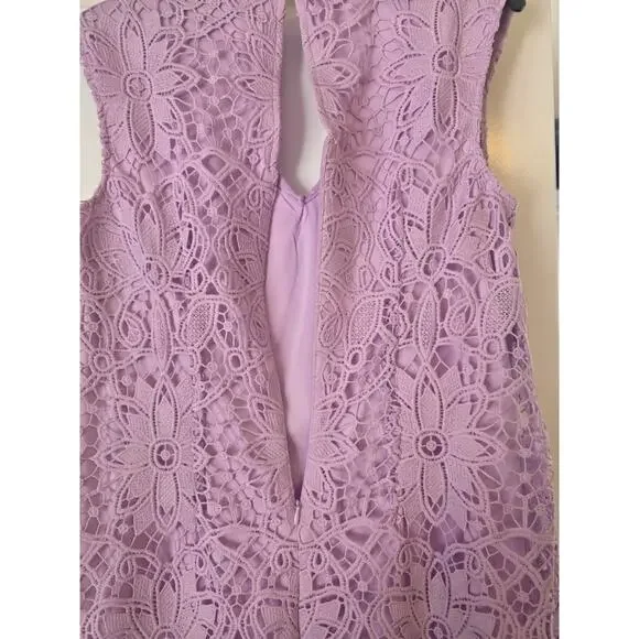 London Times Lace Extended Shoulder V-Neck Shift Dress Lilac Size 8 Worn Once